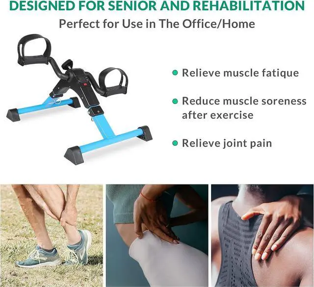 Alt view image 6 of 7 - VIVIJASON Pedal Exerciser - Folding Portable Exercise Peddler - Under Desk Mini Exercise Bike for Arm/Leg Workout - Adjustable Fitness Rehab Equipment for Elderly Seniors with LCD Display