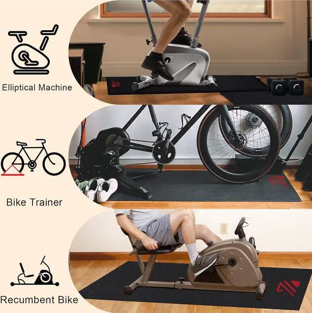 Alt view image 6 of 6 - BUCKLOS Treadmill Mat Compatible with Peloton Bike & Stationary Bike & Recumbent Bike - Upgrade Thickness 6mm Non Slip, for Bike Trainer Protect Hardwood Floor Concrete Carpet Exercise Equipment