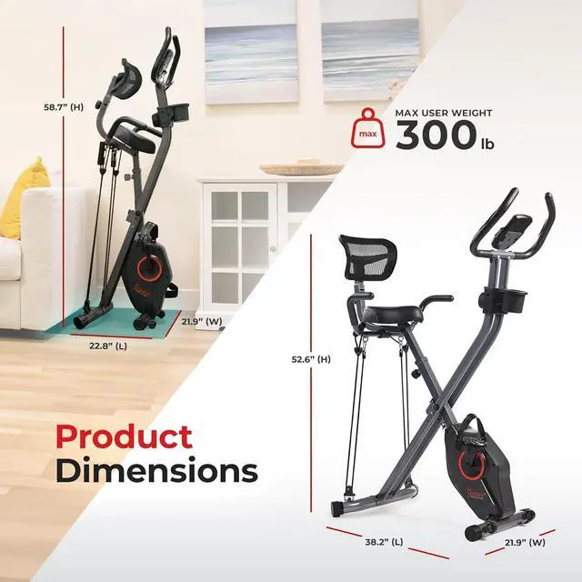 Alt view image 6 of 7 - Sunny Health & Fitness Foldable Magnetic Stationary Exercise X-Bike Pro, 300 LB Capacity, Low-Impact, 14-Level Resistance, Ergonomic Support, SunnyFit® App Enhanced Bluetooth Connectivity