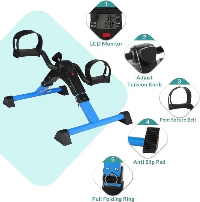 Alt view image 2 of 7 - MEETWARM Pedal Exerciser Under Desk Exercise Peddler Arm Leg Folding Mini Stationary Peddler Bike with LCD Display Portable Bicycle Exerciser Machine