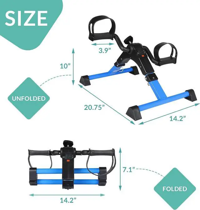 Alt view image 4 of 7 - MEETWARM Pedal Exerciser Under Desk Exercise Peddler Arm Leg Folding Mini Stationary Peddler Bike with LCD Display Portable Bicycle Exerciser Machine