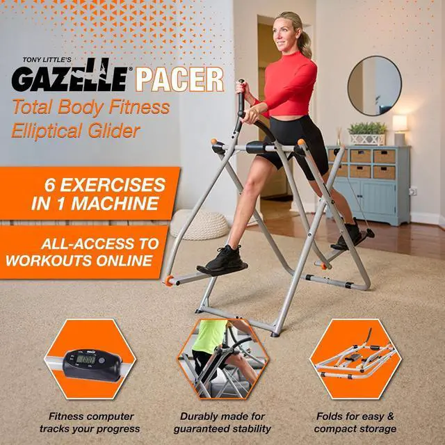 Alt view image 7 of 7 - Gazelle Tony Little Total Body Fitness Workout Exercise Elliptical Glider Supports 250-300lbs with Low-Impact Design for Home Gym