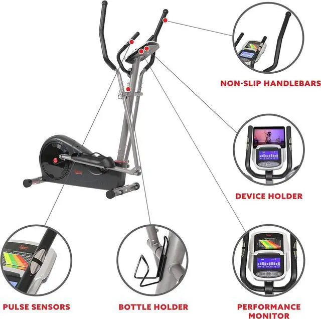 Alt view image 3 of 7 - Sunny Health & Fitness Full Body Workout Elliptical Trainer with Digital Performance Monitor, Low Impact Exercise, and Optional Bluetooth with Exclusive SunnyFit App