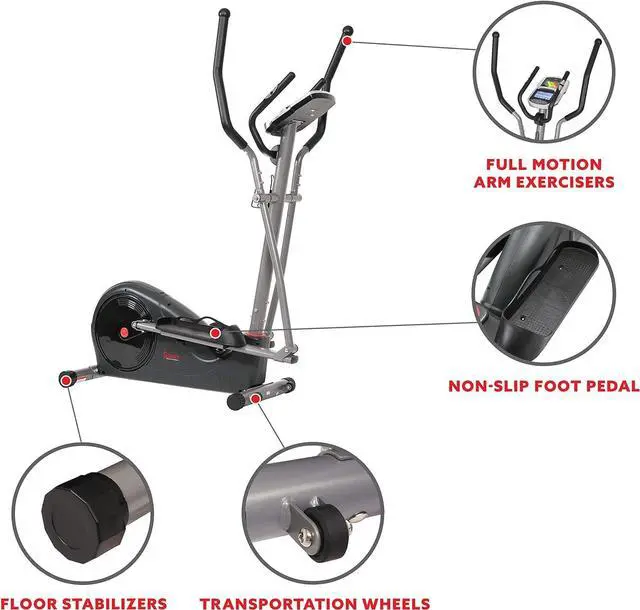 Alt view image 4 of 7 - Sunny Health & Fitness Full Body Workout Elliptical Trainer with Digital Performance Monitor, Low Impact Exercise, and Optional Bluetooth with Exclusive SunnyFit App