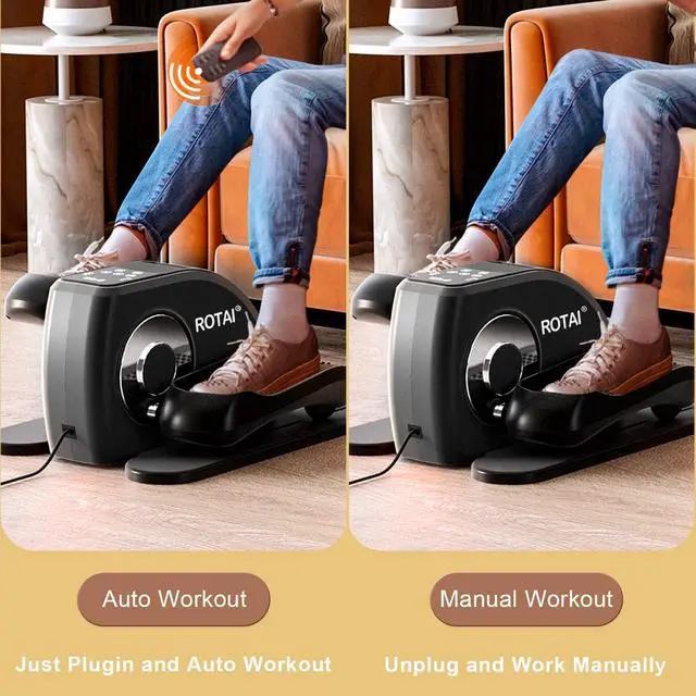 Alt view image 3 of 6 - Under Desk Elliptical Machine for Seniors Rehab Electric Seated Leg Foot Pedal Exerciser Bike, Portable Trainer for Home & Office with Remote and LCD Monitor