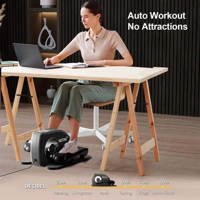 Alt view image 5 of 6 - Under Desk Elliptical Machine for Seniors Rehab Electric Seated Leg Foot Pedal Exerciser Bike, Portable Trainer for Home & Office with Remote and LCD Monitor