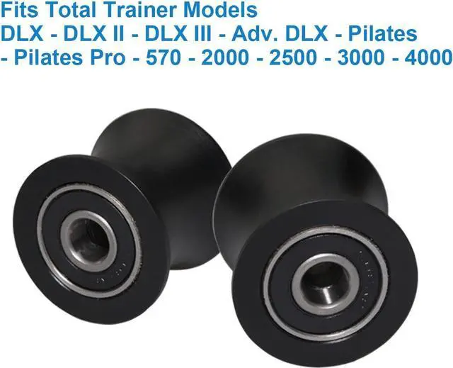 Alt view image 5 of 6 - FRECCU Total Gym Replacement Set of 4 Wheels/Rollers for Models DLX, DLX II, DLX III, Adv DLX, Pilates, Pilates Pro 2500, 3000, 4000570, 2000 Black