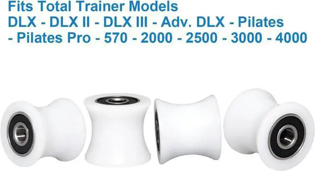 Alt view image 5 of 6 - FRECCU Total Trainer Rollers/Wheels of 4 for Models DLX, DLX II, DLX III, Adv DLX, Pilates, Pilates Pro 2500, 3000, 4000570, 2000 White