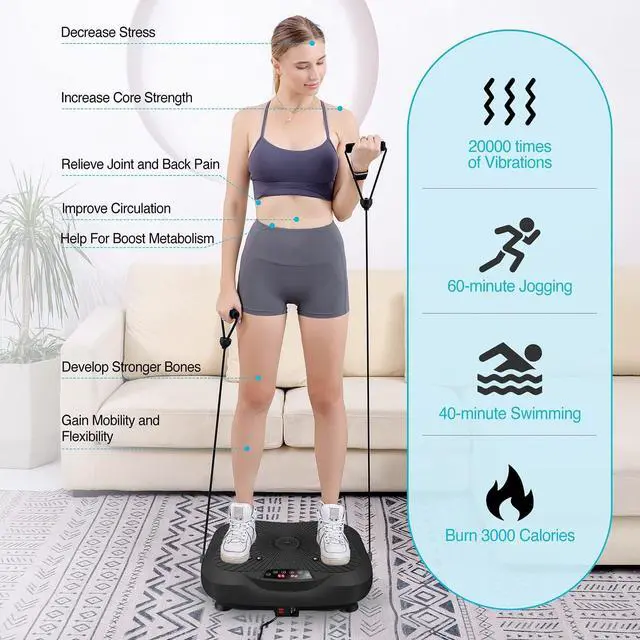 Alt view image 7 of 7 - AXV Vibration Plate Exercise Machine Whole Body Workout Vibrate Fitness Platform Lymphatic Drainage Machine for Weight Loss Shaping Toning Wellness Home Gyms Workout