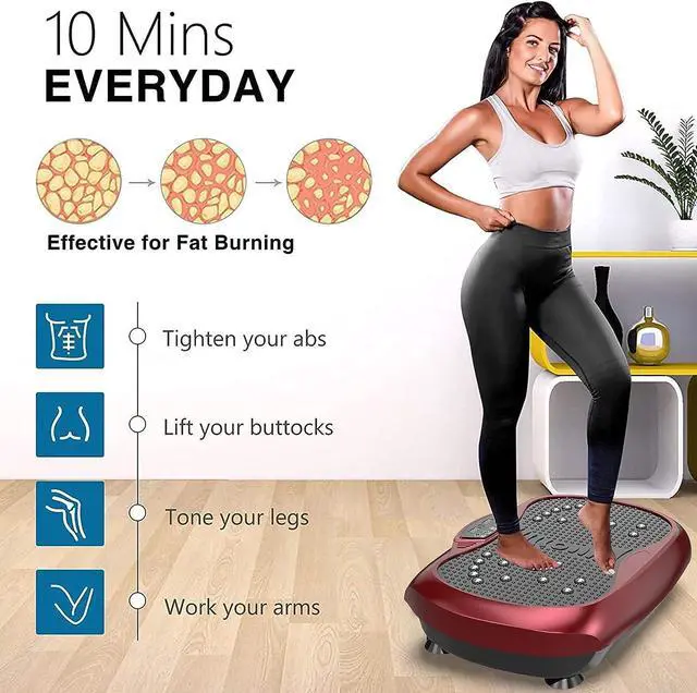 Alt view image 3 of 6 - Natini Vibration Plate Exercise Machine - Whole Body Workout Vibration Platform Lymphatic Drainage Machine for Weight Loss Home Fitness w/Pilates Bar + Resistance Bands + Remote