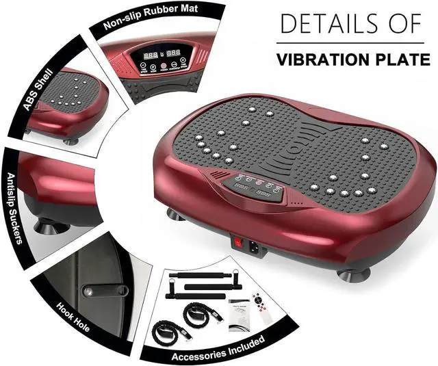 Alt view image 4 of 6 - Natini Vibration Plate Exercise Machine - Whole Body Workout Vibration Platform Lymphatic Drainage Machine for Weight Loss Home Fitness w/Pilates Bar + Resistance Bands + Remote