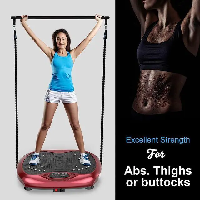 Alt view image 5 of 6 - Natini Vibration Plate Exercise Machine - Whole Body Workout Vibration Platform Lymphatic Drainage Machine for Weight Loss Home Fitness w/Pilates Bar + Resistance Bands + Remote