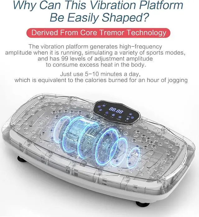 Alt view image 2 of 7 - nimto Vibration Plate Exercise Machine Whole Body Workout Vibration Fitness Platform for Home Fitness & Weight Loss + BT + Remote, 99 Levels