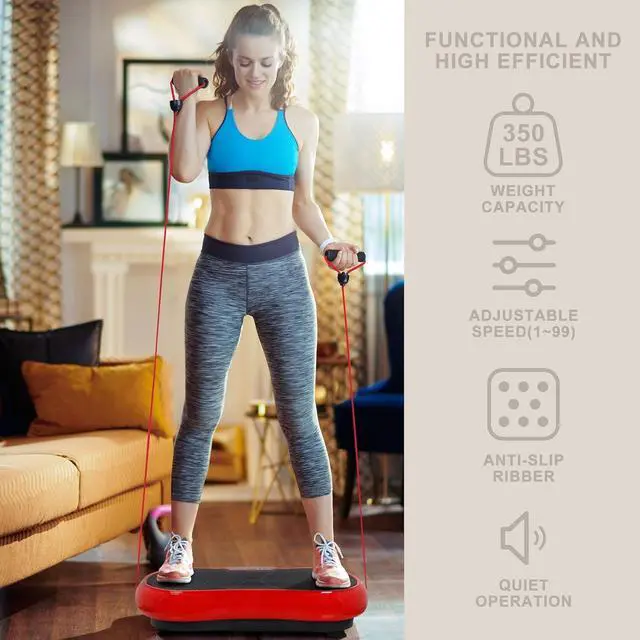 Alt view image 3 of 7 - SUPER DEAL Pro Vibration Plate Exercise Machine - Whole Body Workout Vibration Fitness Platform Fit Massage Workout Trainer w/Loop Bands + Bluetooth + Remote, 99 Levels