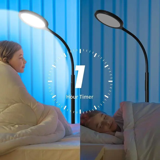 Alt view image 6 of 7 - luckystyle Floor Lamp,Super Bright Dimmable LED Lamps for Living Room, Custom Color Temperature Standing Lamp with Remote Push Button, Adjustable Gooseneck Reading Floor Lamp for Bedroom Office Black