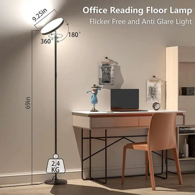 Alt view image 6 of 7 - Keepsmile Double Side Lighting Led Floor Lamp with Remote Smart App 36W/2600LM Bright Tall Standing RGB Floor Lamp Angle Multicolor Dimmable Modern Floor Lamps for Livingroom Bedroom Office