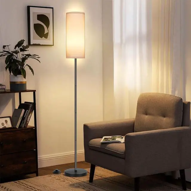 Alt view image 5 of 7 - PARTPHONER Modern Standing Lamp with Lampshade, Minimalist Tall Lamp with Foot Switch for Living, Bedroom, Kids Room, Office