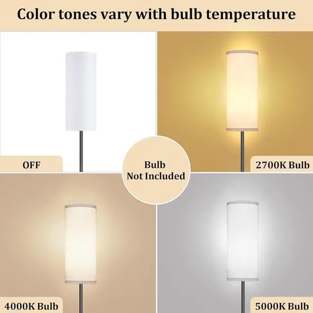 Alt view image 6 of 7 - PARTPHONER Modern Standing Lamp with Lampshade, Minimalist Tall Lamp with Foot Switch for Living, Bedroom, Kids Room, Office