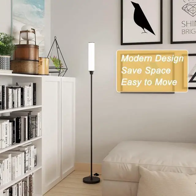 Alt view image 5 of 7 - Floor Lamp with Remote Control,Bright Floor Lamps for Living Room/Bedroom/Office, Stepless Adjustable 3000K-6000K Colors and 10-100% Brightness,Standing Light with Foot Switch (Black)