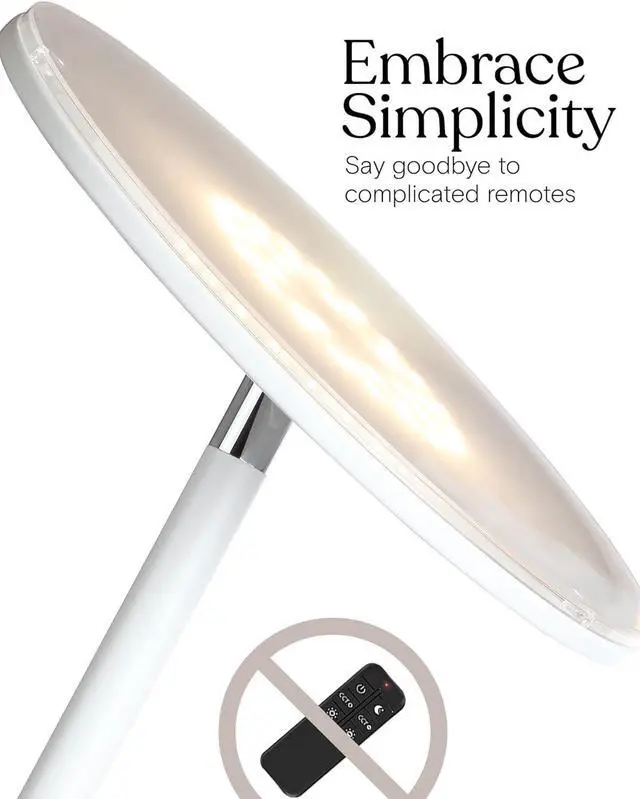 Alt view image 6 of 7 - Brightech Sky LED Torchiere Super Bright Floor Lamp - Contemporary, High Lumen Light for Living Rooms and Offices - Dimmable, Indoor Pole Uplight for Bedroom Reading - White