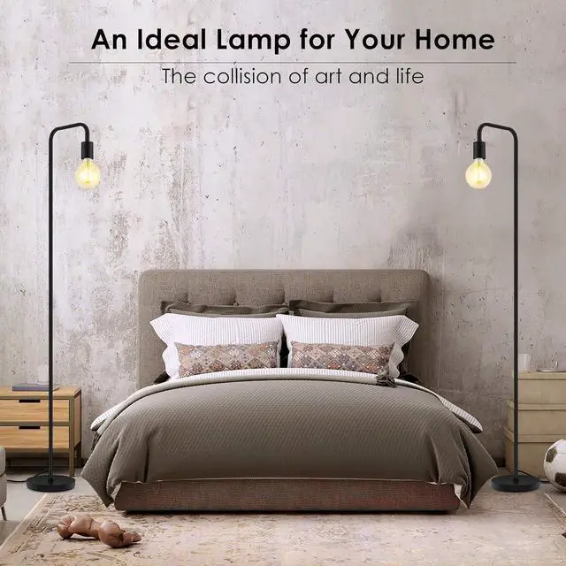 Alt view image 2 of 7 - BoostArea Floor Lamp, Industrial Floor Lamp, 63 Inch Standing Lamp, E26 Socket, On/Off Footswitch, Whole Metal, ETL Listed, Modern Floor Lamp for Bedroom, Living Room, Minimalist, Vintage, Mid Century