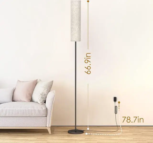 Alt view image 3 of 7 - Floor Lamp,4 Color Temperature Modern LED Standing Lamp,Stepless Dimmer Remote Control Floor Lamps for Living Room/Bedroom/Office,3000k-7000k Elegant Tall Lamps with Linen Lamp Shade,Timmer