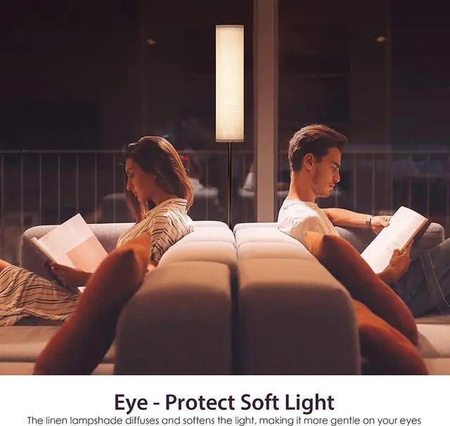Alt view image 7 of 7 - Floor Lamp,4 Color Temperature Modern LED Standing Lamp,Stepless Dimmer Remote Control Floor Lamps for Living Room/Bedroom/Office,3000k-7000k Elegant Tall Lamps with Linen Lamp Shade,Timmer