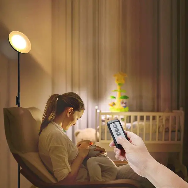 Alt view image 5 of 7 - JOOFO Floor Lamp,30W/2400LM Sky LED Modern Torchiere 3 Color Temperatures Super Bright-Tall Standing Pole Light with Remote & Touch Control for Living Room,Bed Room,Office (Black)