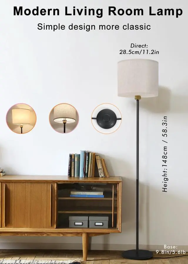 Alt view image 6 of 7 - Floor lamp for living Room Compatible with Alexa & Google, White Linen Lamp Shade LED Bright Tall Standing Smart Floor Lamp with Remote for Bedroom Office, Modern Color Changing Dimmable WiFi Light.