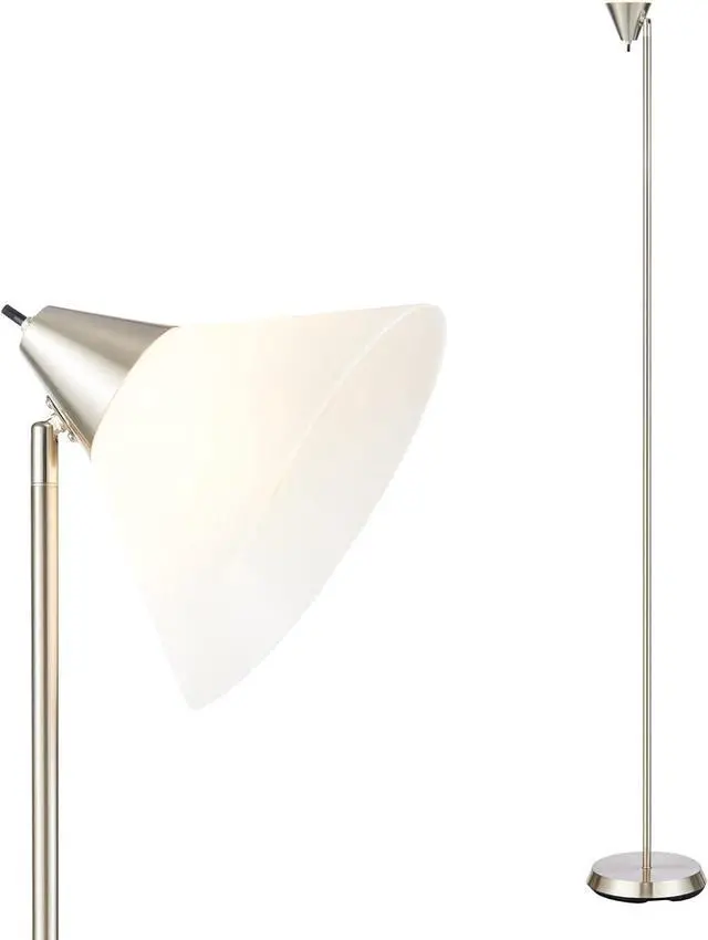 Main image of HonoDing Floor Lamp Standing Lamp Adjustable Head Arcylic Shade Floor Lamps for Living Room/Office/Bedroom (Satin Nickel)