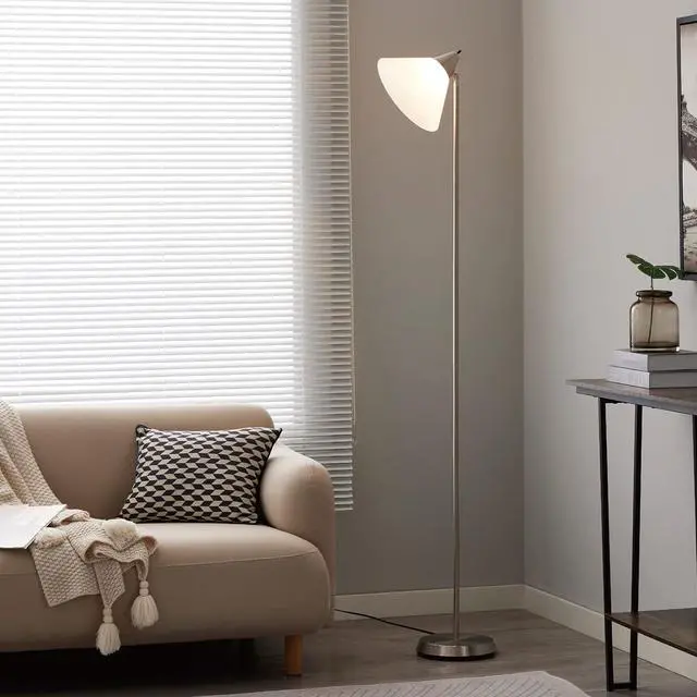 Alt view image 2 of 7 - HonoDing Floor Lamp Standing Lamp Adjustable Head Arcylic Shade Floor Lamps for Living Room/Office/Bedroom (Satin Nickel)