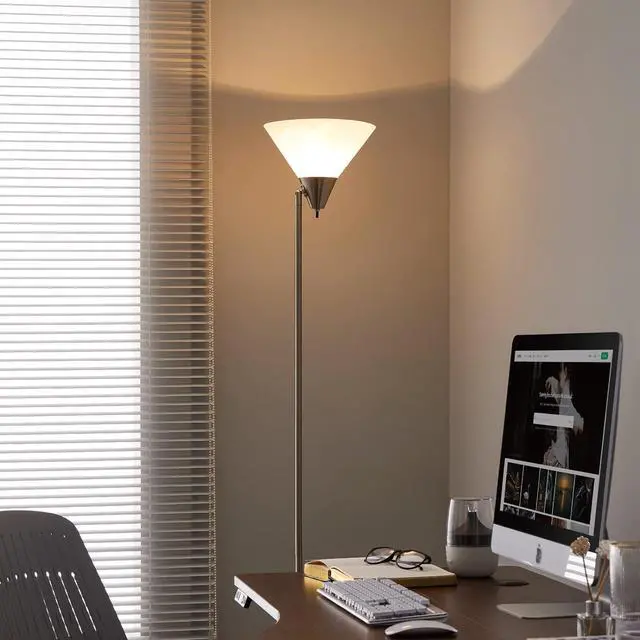 Alt view image 3 of 7 - HonoDing Floor Lamp Standing Lamp Adjustable Head Arcylic Shade Floor Lamps for Living Room/Office/Bedroom (Satin Nickel)