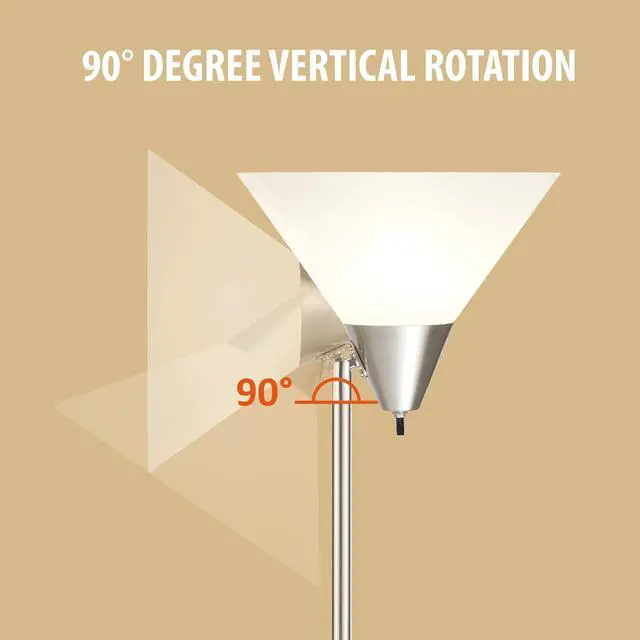 Alt view image 4 of 7 - HonoDing Floor Lamp Standing Lamp Adjustable Head Arcylic Shade Floor Lamps for Living Room/Office/Bedroom (Satin Nickel)