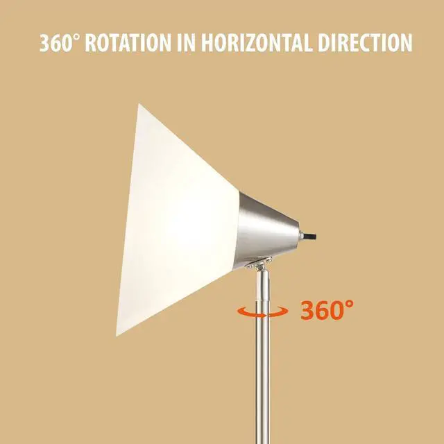 Alt view image 5 of 7 - HonoDing Floor Lamp Standing Lamp Adjustable Head Arcylic Shade Floor Lamps for Living Room/Office/Bedroom (Satin Nickel)