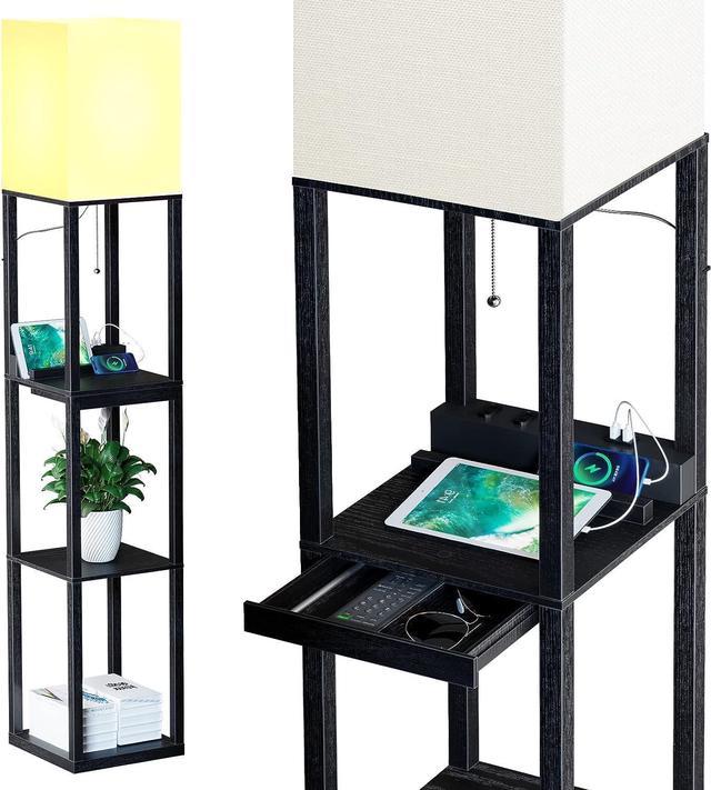 Floor lamp with shelves and hot sale usb port