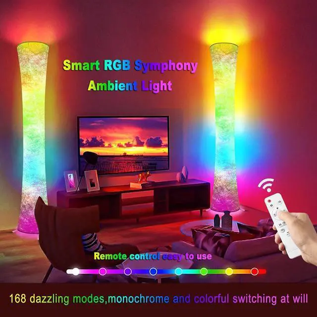 Alt view image 3 of 7 - Smart Led Floor Lamps, RGB Color Changing with APP & Remote Control, 62 Inch DIY Mode Music Sync Standing Modern Corner Lamp Decor for Living Room Bedroom Game, 1 Piece