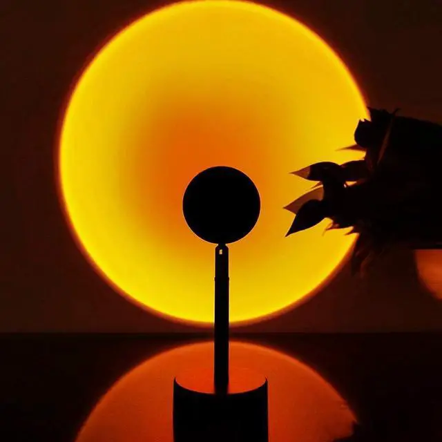 Alt view image 4 of 7 - Balkwan Sunset Lamp Projection Rotation Rainbow Lamp Led Romantic Visual Led Light Network Red Light with USB Modern Floor Stand Night Light Living Room Bedroom Decor (Sunset Red)