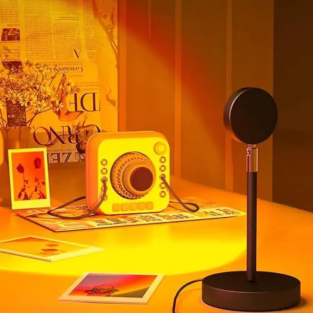 Alt view image 5 of 7 - Balkwan Sunset Lamp Projection Rotation Rainbow Lamp Led Romantic Visual Led Light Network Red Light with USB Modern Floor Stand Night Light Living Room Bedroom Decor (Sunset Red)