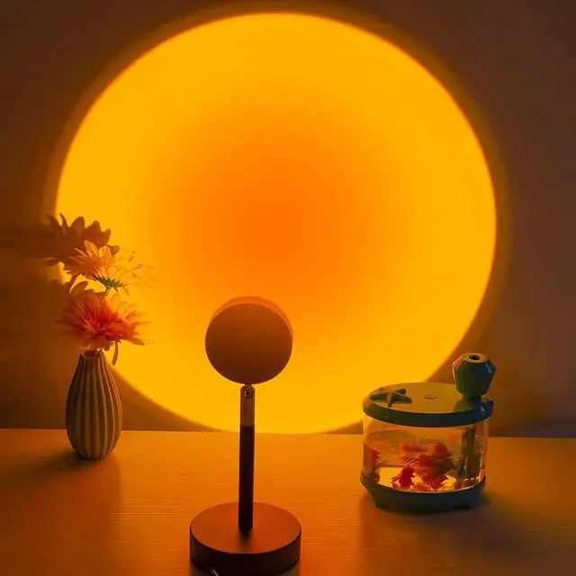 Alt view image 7 of 7 - Balkwan Sunset Lamp Projection Rotation Rainbow Lamp Led Romantic Visual Led Light Network Red Light with USB Modern Floor Stand Night Light Living Room Bedroom Decor (Sunset Red)