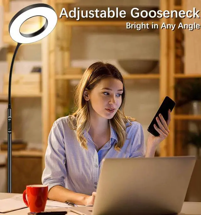 Alt view image 5 of 7 - LED Reading Floor Lamp with Remote & Touch Control, Bright Adjustable Gooseneck Lamp for Living Room Bedroom Office, Eyelash Extensions tattooing Light,Timer,2700K-6500K