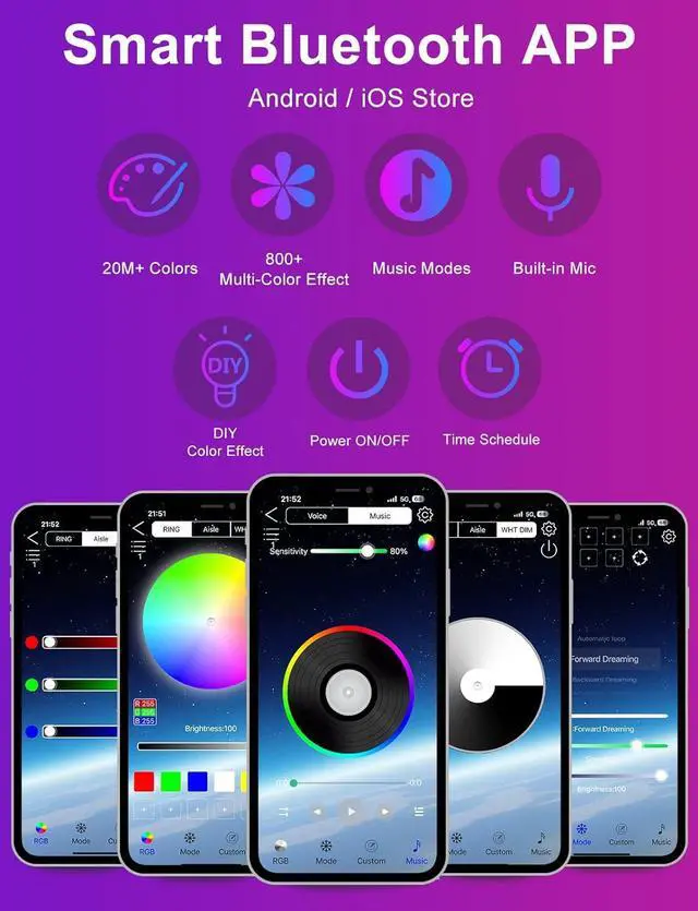 Alt view image 2 of 7 - Corner Floor Lamp,60 Smart RGB LED Corner Lamp with App and Remote Control, Color Changing Ambience Light with Music Sync, Easy to Install, Led Floor Lamp for Living Room Bedroom Gaming Room