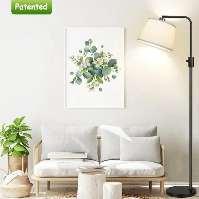Alt view image 7 of 7 - Upgraded Dimmable Floor Lamp, 1000 Lumens LED Edison Bulb Included, Arc Floor Lamps for Living Room Modern Standing Lamp with Linen Shade, Tall Lamp for Bedroom Office Dining Room- Black