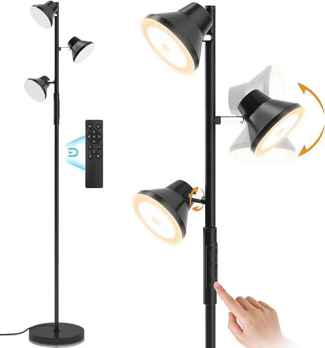 Main image of LED Floor Lamp, 36W Modern Floor Lamp with Remote & Touch Control, 4 Color Temperatures, Standing Lamp with 3 Rotatable Lights, Floor Lamps for Living Room, Bedroom, Office