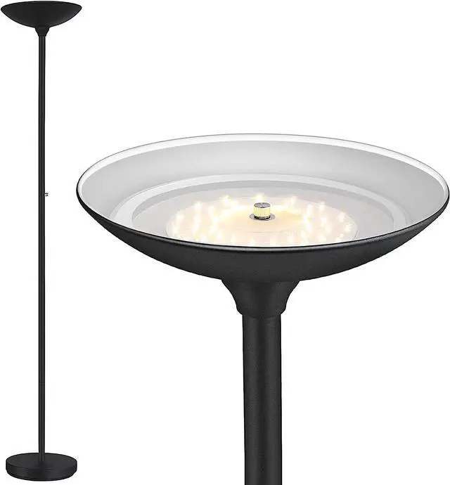 Main image of BoostArea Torchiere Floor Lamp, 30W Super Bright LED Standing Lamp, Stepless Dimmable Pole Lamp with 3000K Lighting, Rotary Switch, 70 Inch Tall Metal Modern Floor Lamps for Living Room/Bedroom Black