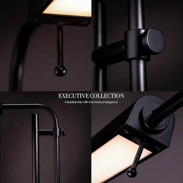 Alt view image 6 of 7 - O'Bright Cedric Adjustable Pharmacy Floor Lamp - Industrial Design for Reading, Crafting, Work - 10W LED, Height 45-61 inches - Ideal for Living Room, Bedside, Office - Black