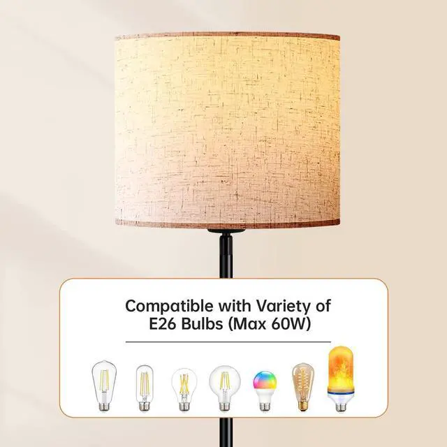 Alt view image 4 of 6 - Modern Floor Lamps for Living Room Bedroom, Small Standing Lamp with Lampshade, Simple 58" Tall Lamp, Foot Pedal Switch, Black Floor Lamp for Office/Classroom/Kids Room (Bulbs Not Including)