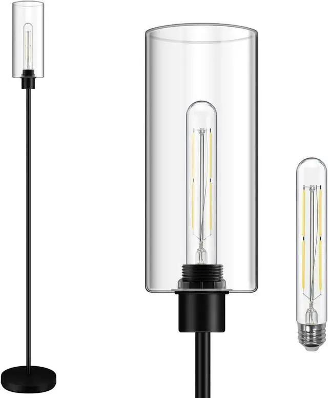 Main image of BoostArea Floor Lamp for Living Room, Modern Standing Lamp Stand Up Lamp with Glass Lampshade, 4W Bulb Included, Pole Lamp Tall Lamps for Bedroom, Living Room, Office, Kids Room, Reading