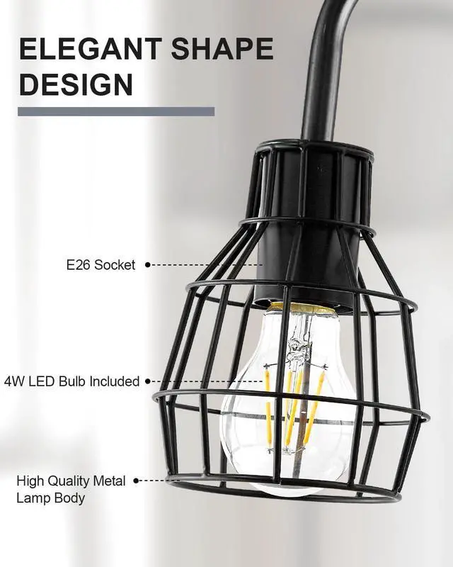 Alt view image 4 of 7 - Oneach 63.75" Industrial Floor Lamp Modern Black Floor Lamp with Footswitch Metal Reading Tall Pole Light with 4W LED Bulb Standing Tall Lamp for Living Room Bedroom Office E26 Base