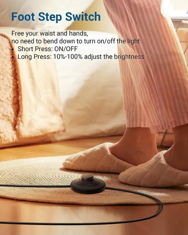 Alt view image 6 of 7 - DEWENWILS LED Corner Floor Lamp, 57.5" Minimalist Dimmable Light, Standing Tall Lamp for Living Room, Bedroom, Office, 3000K Warm White Light (Black)