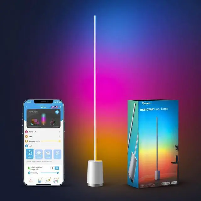 Main image of Floor Lamp, RGBIC Lyra Color Changing Corner Lamp, Modern LED Lights with Wi-Fi App Control, 64+ Scene, DIY Modes, Music Sync, Standing Lamp, Suitable for Bedroom